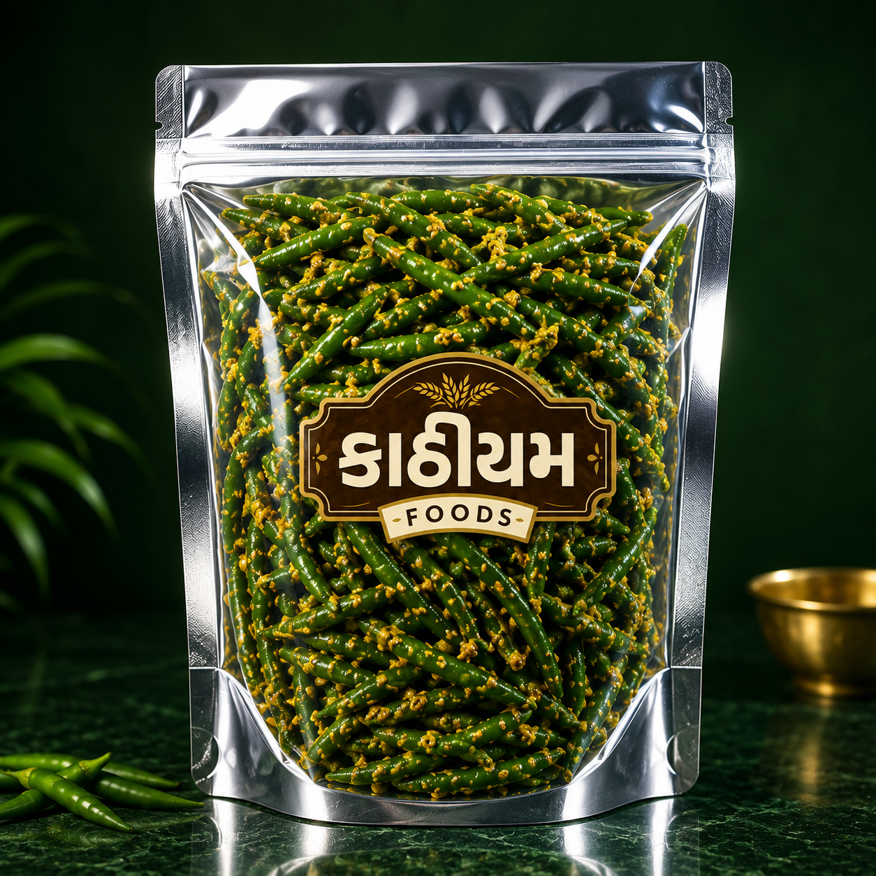 Kathiyum Foods Rai Na Kuriya Wala Green Chilli Pickle | Traditional Gujarati Athanu